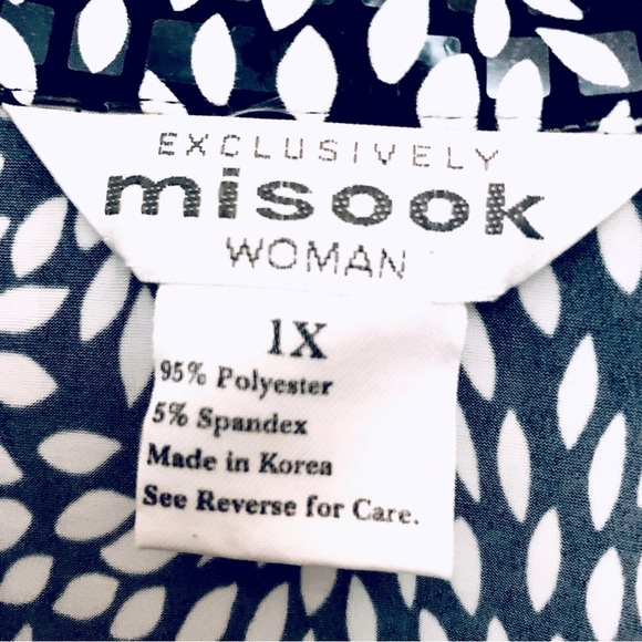 MISOOK Black White Abstract Floral w/Shiny Clear Squares Sequin Blazer - Picture 6 of 6